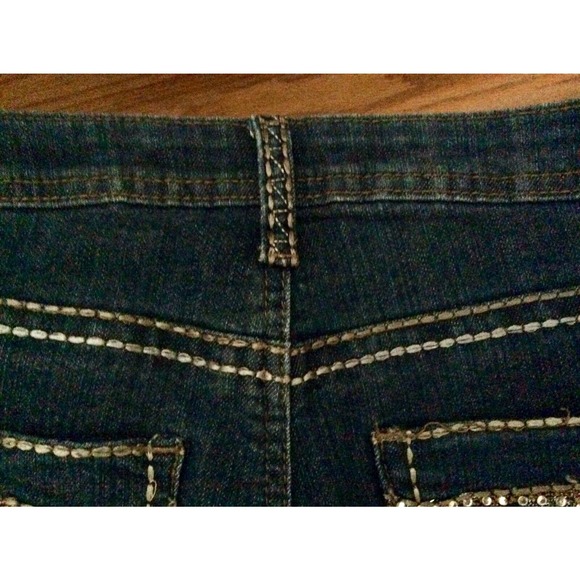 "Gene Culture"BLINGED Denim Mid Rise Boot Cut Dark Wash Women Jeans 31"x31" Sz4 - Picture 6 of 12
